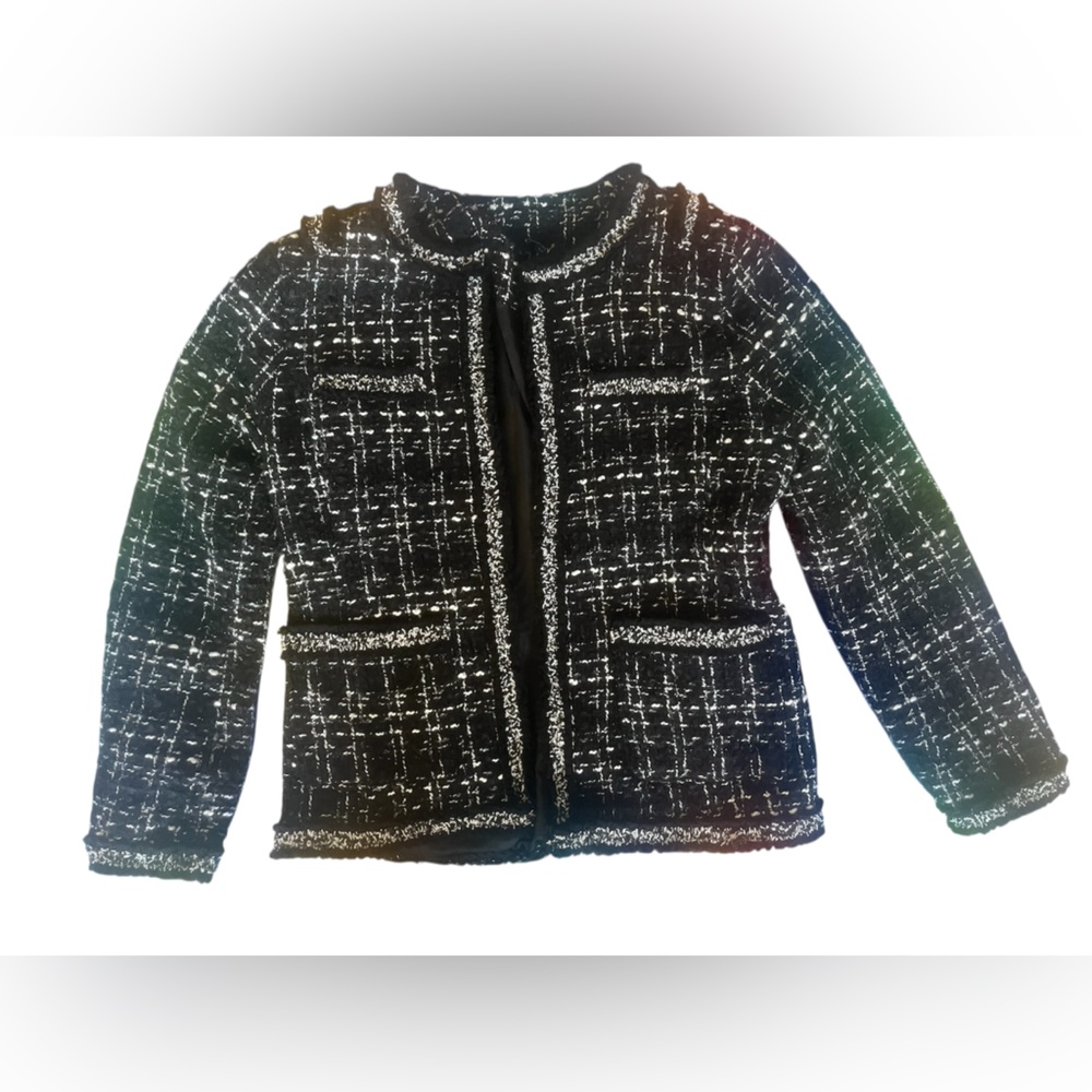 Hancy black and white tweed short jacket medium